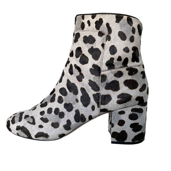 Cole Haan Booties Animal Print Leather Fur Mob Wife Stacked Heel Size 8.5 - Picture 5 of 10